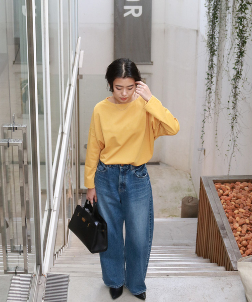 Rouge vif Anna(ルージュヴィフアンナ)の「【一部店舗限定】エコポリコット天竺プルオーバー/ ロングスリーブTシャツ(Tシャツ/カットソー・レディース・ブラック/イエロー・フリー)」の10枚目の写真