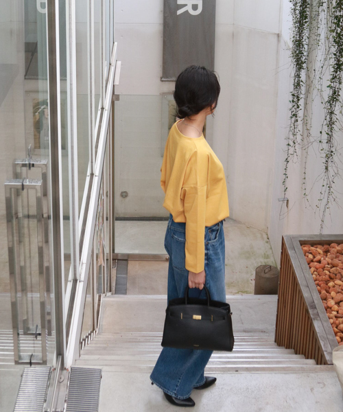 Rouge vif Anna(ルージュヴィフアンナ)の「【一部店舗限定】エコポリコット天竺プルオーバー/ ロングスリーブTシャツ(Tシャツ/カットソー・レディース・ブラック/イエロー・フリー)」の14枚目の写真