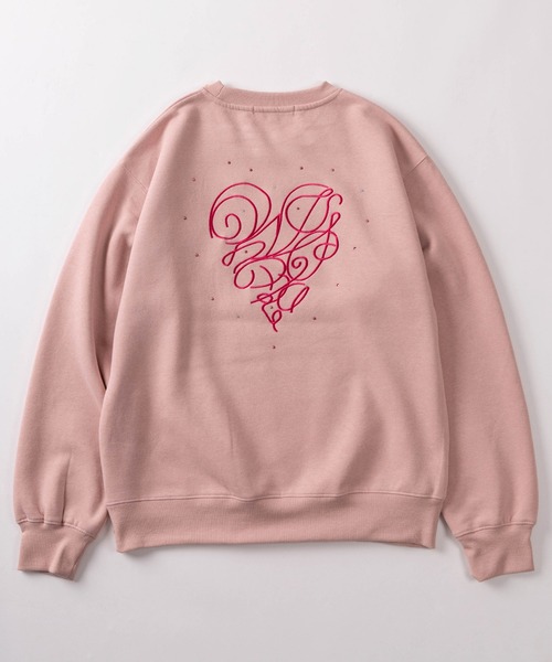 SlashDate(スラッシュデイト)の「【82】ラインストーン ハート刺繍 裏起毛 スウェット(スウェット・レディース・ブラック/ピンク/ホワイト・L/M)」の5枚目の写真