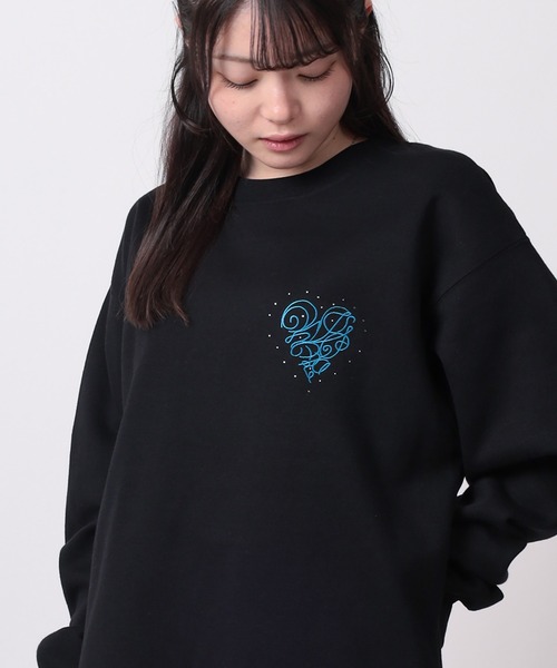 SlashDate(スラッシュデイト)の「【82】ラインストーン ハート刺繍 裏起毛 スウェット(スウェット・レディース・ブラック/ピンク/ホワイト・L/M)」の15枚目の写真