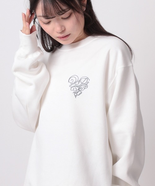 SlashDate(スラッシュデイト)の「【82】ラインストーン ハート刺繍 裏起毛 スウェット(スウェット・レディース・ブラック/ピンク/ホワイト・L/M)」の10枚目の写真