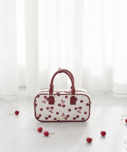 チェリー柄ボストンバッグ（ハンドバッグ）｜Maison de FLEUR