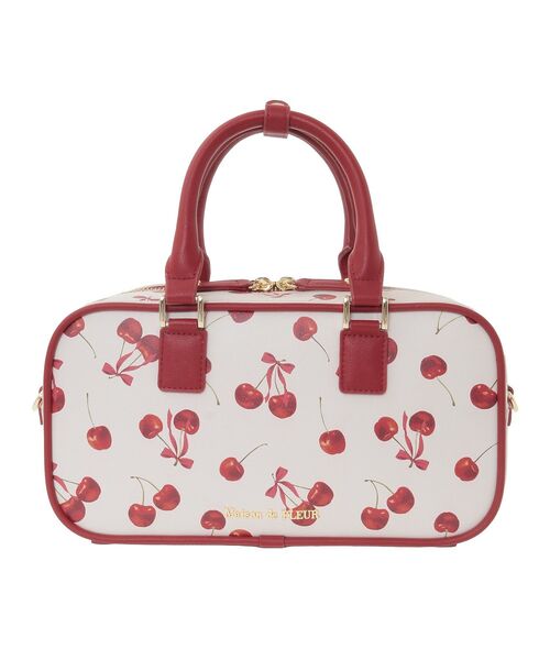 メゾンドフルール　チェリー柄ボストンバッグ　Maison de FLEUR チェリー柄ボストンバッグ（ハンドバッグ）｜Maison de FLEUR