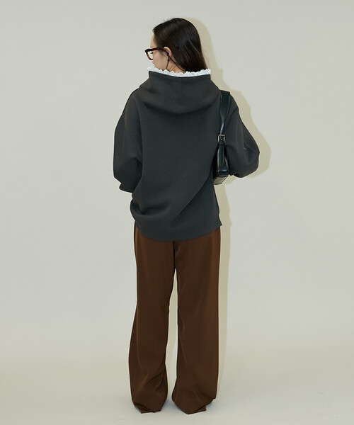 PUBLUX（パブリュクス）の「PUBLUX/パブリュクス レース付き 裏起毛 フーディー　限定展開（パーカー・レディース・ライトグレー/チャコールグレー・ﾌﾘ-）」の15枚目の写真