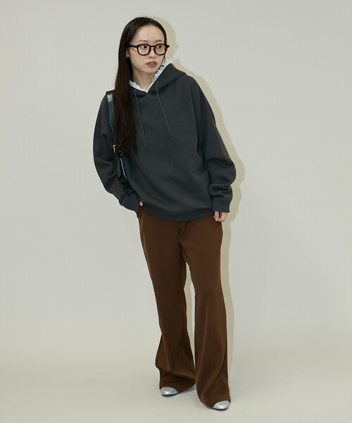 PUBLUX（パブリュクス）の「PUBLUX/パブリュクス レース付き 裏起毛 フーディー　限定展開（パーカー・レディース・ライトグレー/チャコールグレー・ﾌﾘ-）」の18枚目の写真