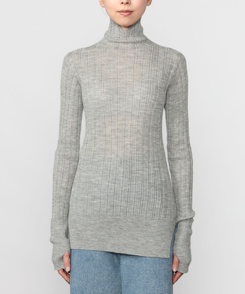 UNFIL（アンフィル）の「UNFIL | ベビーアルパカ ハイネックリブニット WOMEN（ニット/セーター・レディース・グレー/オフホワイト/グリーン系その他・1）」の15枚目の写真