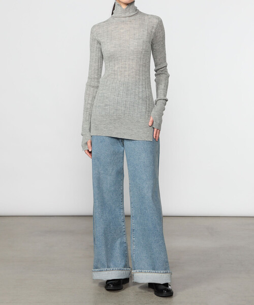 UNFIL | ベビーアルパカ ハイネックリブニット WOMEN（ニット/セーター