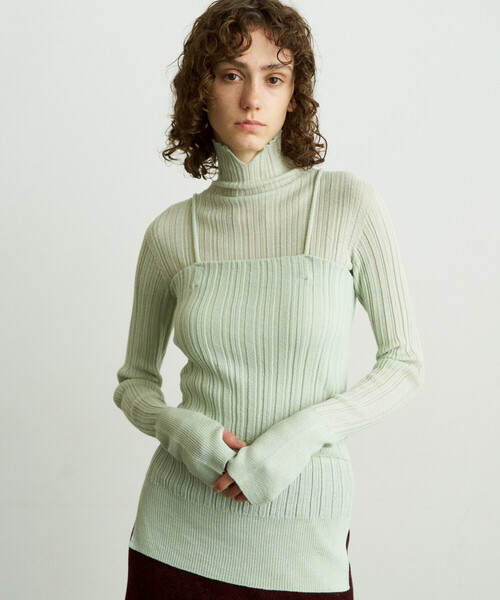 UNFIL | ベビーアルパカ ハイネックリブニット WOMEN（ニット/セーター