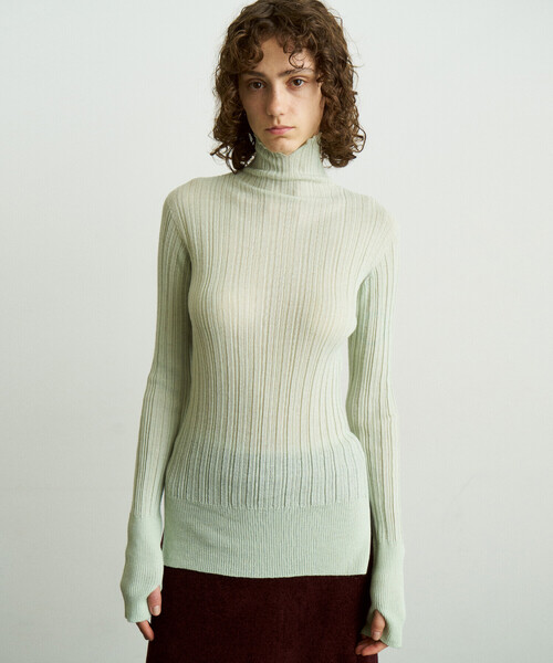 UNFIL | ベビーアルパカ ハイネックリブニット WOMEN（ニット/セーター