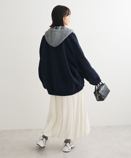 Green　Parks（グリーンパークス）の「ニットフード付きウーリーブルゾン（ブルゾン・レディース・キャメル/ダークネイビー/オフホワイト/杢グレー・FREE）」の15枚目の写真