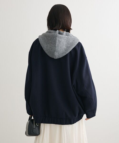 Green　Parks（グリーンパークス）の「ニットフード付きウーリーブルゾン（ブルゾン・レディース・キャメル/ダークネイビー/オフホワイト/杢グレー・FREE）」の18枚目の写真