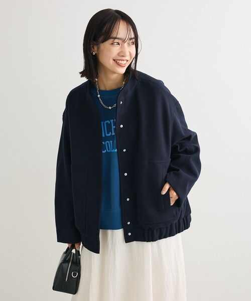 Green　Parks（グリーンパークス）の「ニットフード付きウーリーブルゾン（ブルゾン・レディース・キャメル/ダークネイビー/オフホワイト/杢グレー・FREE）」の19枚目の写真