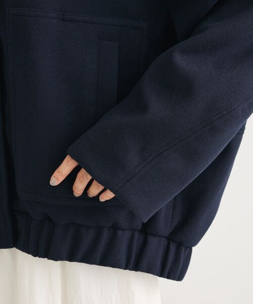 Green　Parks（グリーンパークス）の「ニットフード付きウーリーブルゾン（ブルゾン・レディース・キャメル/ダークネイビー/オフホワイト/杢グレー・FREE）」の22枚目の写真