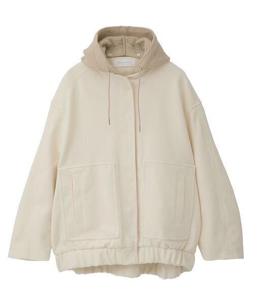 Green　Parks（グリーンパークス）の「ニットフード付きウーリーブルゾン（ブルゾン・レディース・キャメル/ダークネイビー/オフホワイト/杢グレー・FREE）」の9枚目の写真
