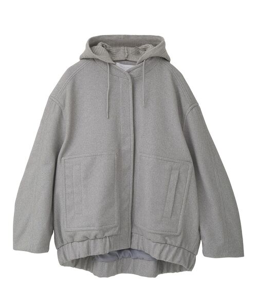 Green　Parks（グリーンパークス）の「ニットフード付きウーリーブルゾン（ブルゾン・レディース・キャメル/ダークネイビー/オフホワイト/杢グレー・FREE）」の10枚目の写真