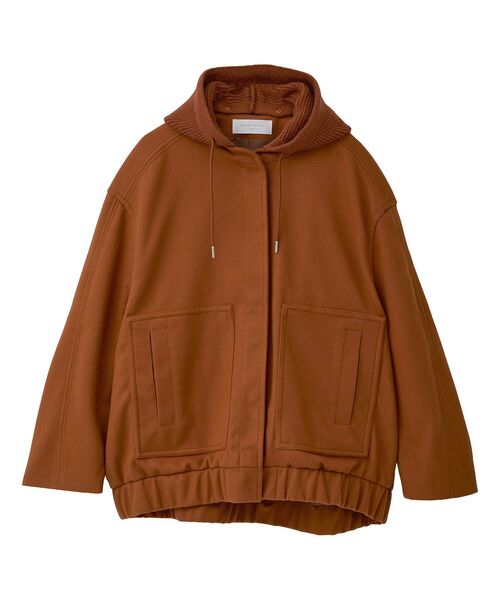 Green　Parks（グリーンパークス）の「ニットフード付きウーリーブルゾン（ブルゾン・レディース・キャメル/ダークネイビー/オフホワイト/杢グレー・FREE）」の11枚目の写真