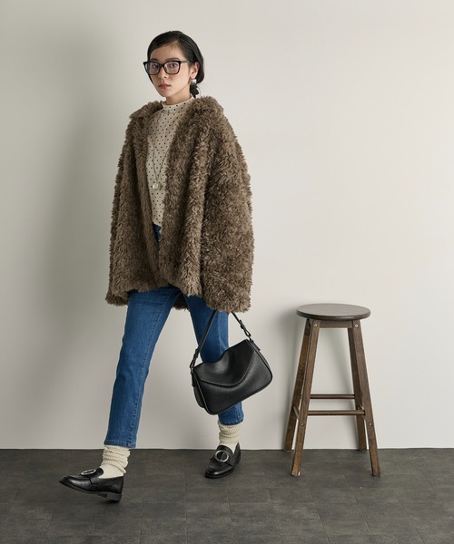 THE YOn（ザヨン）の「ドットベロアハイネックトップス（Tシャツ/カットソー・レディース・グレー/アイボリー/ブラウン・FREE）」の11枚目の写真