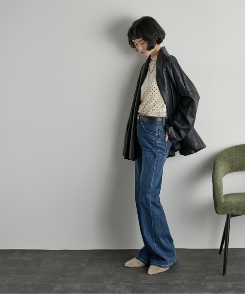 THE YOn（ザヨン）の「ドットベロアハイネックトップス（Tシャツ/カットソー・レディース・グレー/アイボリー/ブラウン・FREE）」の19枚目の写真