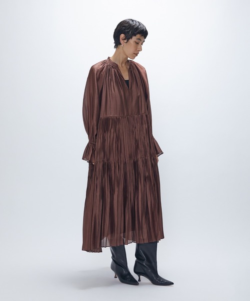 プルミエアロンディスモン ティアードワンピース ティアード手絞りプリーツワンピース（ドレス）｜1er
