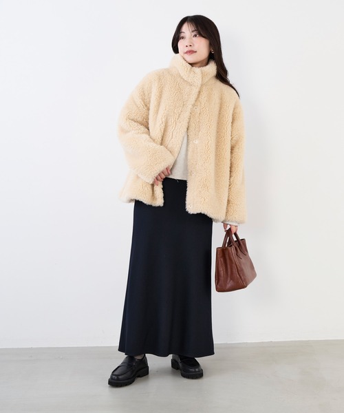 MICA&DEAL(マイカ&ディール)の「スタンドカラーボアブルゾン(ブルゾン・レディース・ライトベージュ/グレイッシュベージュ/ブラウン・FREE)」の21枚目の写真