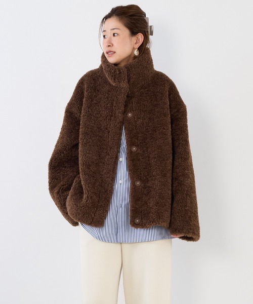 MICA&DEAL(マイカ&ディール)の「スタンドカラーボアブルゾン(ブルゾン・レディース・ライトベージュ/グレイッシュベージュ/ブラウン・FREE)」の8枚目の写真