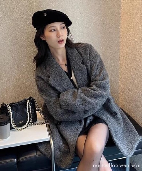 NoBelle(ノベル)の「ニットショートコート(ピーコート・レディース・グレー・S/M/LARGE)」の5枚目の写真