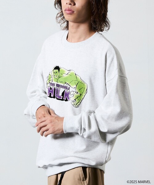 セール】MARVEL/マーベル/ハルク/クルーネックスウェット/静電