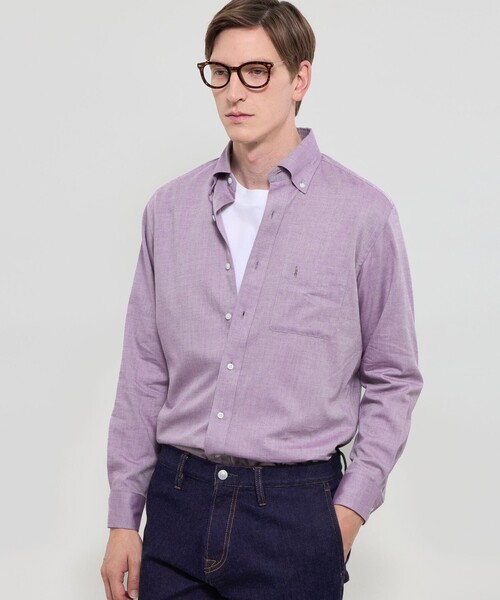 MACKINTOSH LONDON（マッキントッシュ ロンドン）の「コットンカシミヤボタンダウンシャツ（シャツ/ブラウス・メンズ・ブルー/ブルー系その他2/パープル系その他4・L/XL/M）」の3枚目の写真
