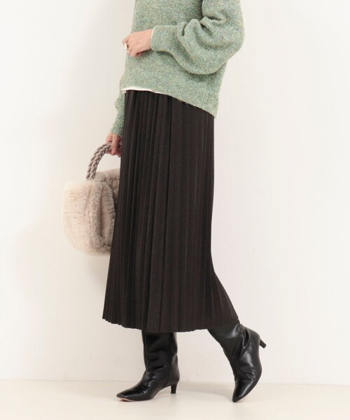MICO COULIER（ミコクリエ）の「起毛プリーツスカート（スカート・レディース・キナリ/ブラウン系その他/チャコールグレー/ブラウン・38）」の3枚目の写真