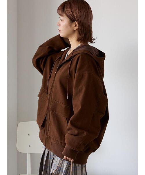 ehka sopo（エヘカソポ）の「フードブルゾン（ブルゾン・レディース・キナリ/ブラウン/ブラック・F）」の3枚目の写真