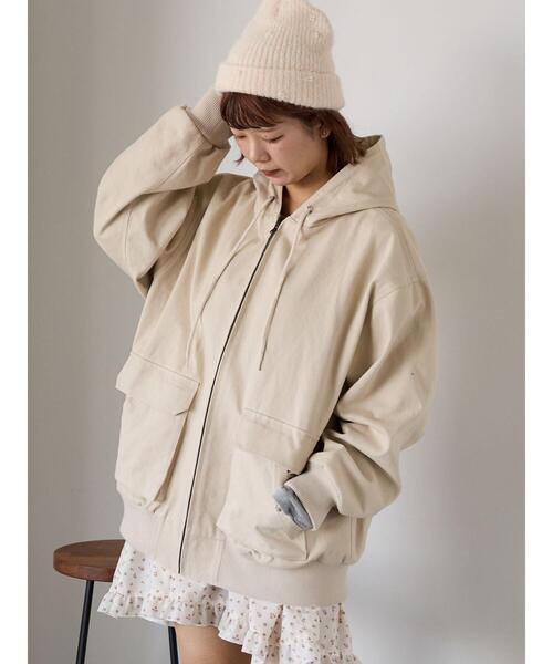 ehka sopo（エヘカソポ）の「フードブルゾン（ブルゾン・レディース・キナリ/ブラウン/ブラック・F）」の4枚目の写真