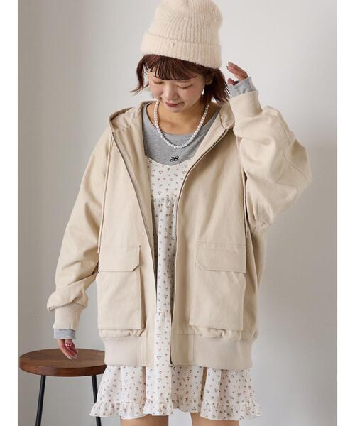 ehka sopo（エヘカソポ）の「フードブルゾン（ブルゾン・レディース・キナリ/ブラウン/ブラック・F）」の7枚目の写真