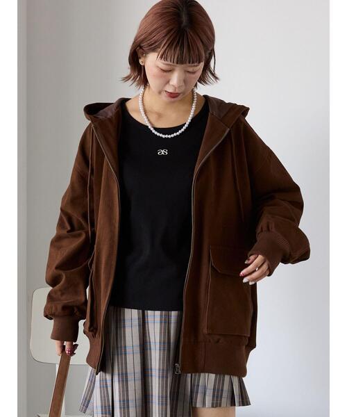 ehka sopo（エヘカソポ）の「フードブルゾン（ブルゾン・レディース・キナリ/ブラウン/ブラック・F）」の15枚目の写真