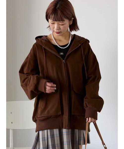 ehka sopo（エヘカソポ）の「フードブルゾン（ブルゾン・レディース・キナリ/ブラウン/ブラック・F）」の16枚目の写真