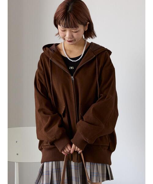 ehka sopo（エヘカソポ）の「フードブルゾン（ブルゾン・レディース・キナリ/ブラウン/ブラック・F）」の17枚目の写真