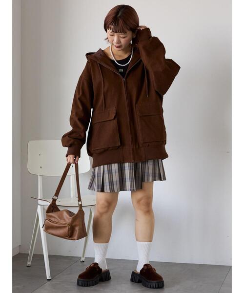 ehka sopo（エヘカソポ）の「フードブルゾン（ブルゾン・レディース・キナリ/ブラウン/ブラック・F）」の19枚目の写真