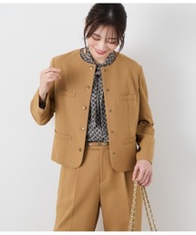 NEWYORKER | 【ウォッシャブル】コンパクトダブルクロス ドット釦ノーカラージャケット(テーラードジャケット)