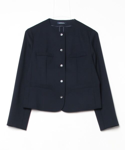 NEWYORKER（ニューヨーカー）の「【ウォッシャブル】コンパクトダブルクロス ドット釦ノーカラージャケット（テーラードジャケット・レディース・キャメル/ネイビー・9号/11号）」の10枚目の写真