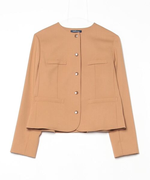 NEWYORKER（ニューヨーカー）の「【ウォッシャブル】コンパクトダブルクロス ドット釦ノーカラージャケット（テーラードジャケット・レディース・キャメル/ネイビー・9号/11号）」の14枚目の写真