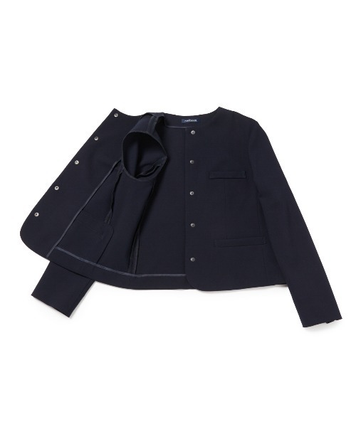 NEWYORKER（ニューヨーカー）の「【ウォッシャブル】コンパクトダブルクロス ドット釦ノーカラージャケット（テーラードジャケット・レディース・キャメル/ネイビー・9号/11号）」の9枚目の写真