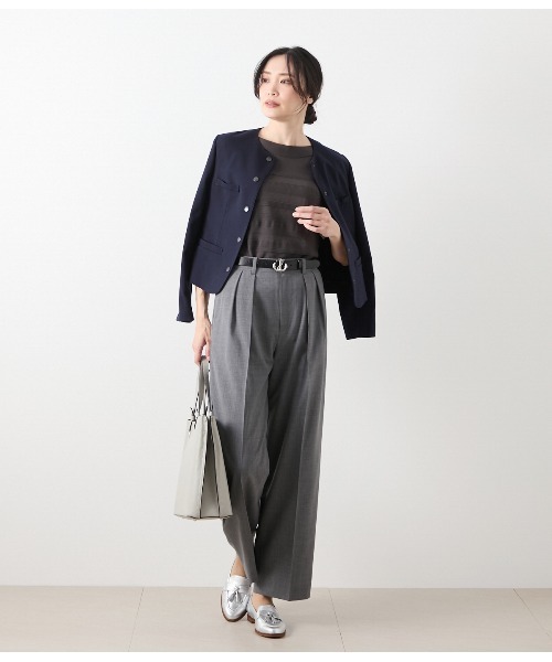 NEWYORKER（ニューヨーカー）の「【ウォッシャブル】コンパクトダブルクロス ドット釦ノーカラージャケット（テーラードジャケット・レディース・キャメル/ネイビー・9号/11号）」の18枚目の写真