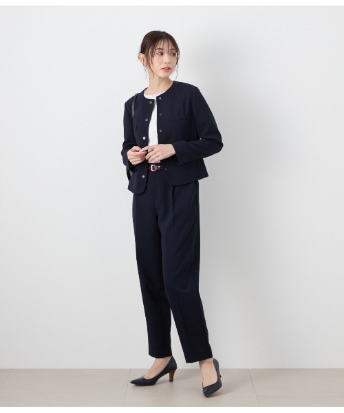 NEWYORKER（ニューヨーカー）の「【ウォッシャブル】コンパクトダブルクロス ドット釦ノーカラージャケット（テーラードジャケット・レディース・キャメル/ネイビー・9号/11号）」の19枚目の写真