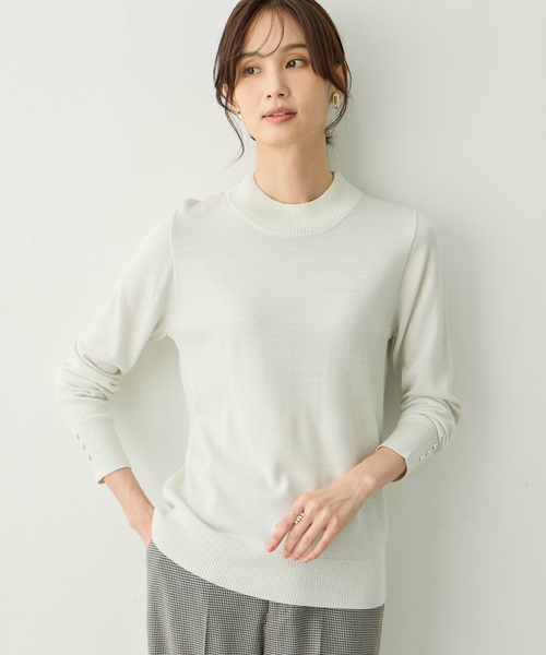 A/C DESIGN BY ALPHA CUBIC（エーシーデザインバイアルファキュービック）の「ラメリブハイネックニットプルオーバー【洗える・大きいサイズあり】（ニット/セーター・レディース・ライトグレー/ピンク/サックスブルー/オフホワイト・M/L/LL/3L）」の13枚目の写真