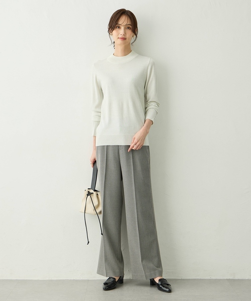 A/C DESIGN BY ALPHA CUBIC（エーシーデザインバイアルファキュービック）の「ラメリブハイネックニットプルオーバー【洗える・大きいサイズあり】（ニット/セーター・レディース・ライトグレー/ピンク/サックスブルー/オフホワイト・M/L/LL/3L）」の15枚目の写真