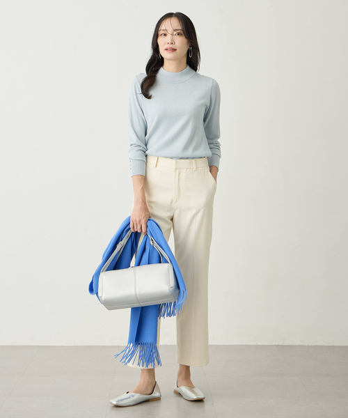 A/C DESIGN BY ALPHA CUBIC（エーシーデザインバイアルファキュービック）の「ラメリブハイネックニットプルオーバー【洗える・大きいサイズあり】（ニット/セーター・レディース・ライトグレー/ピンク/サックスブルー/オフホワイト・M/L/LL/3L）」の20枚目の写真