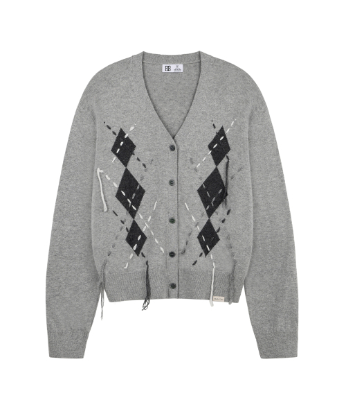 ROCKCAKE(ロックケーキ)の「Argyle Stitch Knit Cardigan - Gray(カーディガン/ボレロ・レディース・その他・SMALL)」の6枚目の写真