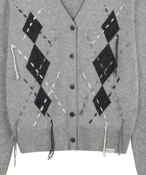 ROCKCAKE(ロックケーキ)の「Argyle Stitch Knit Cardigan - Gray(カーディガン/ボレロ・レディース・その他・SMALL)」の2枚目の写真