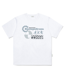 アドベンチャーピープルプリントオーバーサイズ半袖Tシャツホワイト