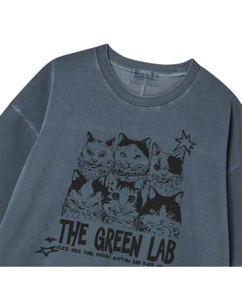 THE GREEN LAB（ザグリーンラボ）の「ピグメントミュージックキャットオーバーフィット半袖Tシャツ[ネイビー]（Tシャツ/カットソー・メンズ・その他・FREE）」の3枚目の写真