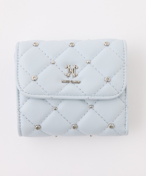 one after another NICE CLAUP（ワンアフターアナザーナイスクラップ）の「【ＨolidayCollection】ビジュースタッズ付きキルティングウォレット（財布・レディース・ブラック/ピンクベージュ/サックスブルー/アイボリー・FREE）」の4枚目の写真